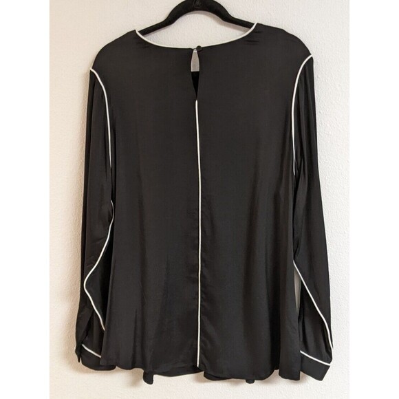 Women's UNIVERSAL STANDARD Black Viscose/Spandex Long Sleeve Blouse M/18-20 - Picture 7 of 16